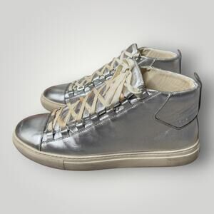 Belenciaga Arena High metallic silver trainers sz euro 44